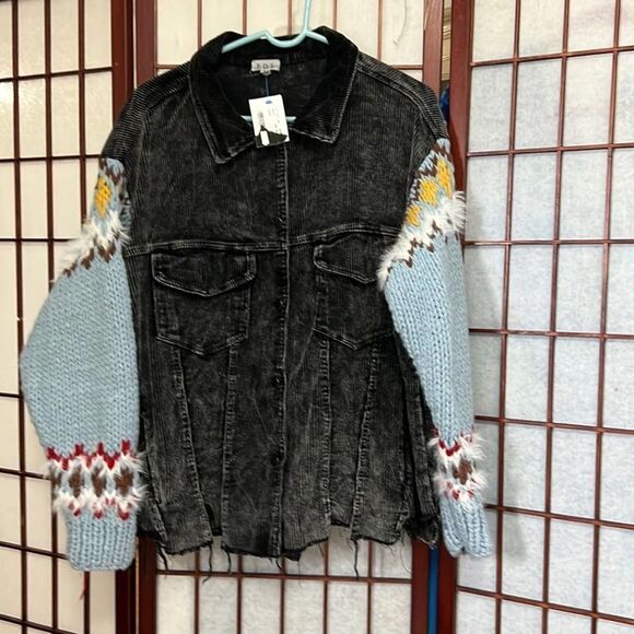 POL Jackets & Blazers - POL BLACK‎ CORDUROY JACKET WITH SWEATER SLEEVE SIZE M